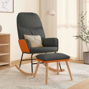 VidaXL Chaise à bascule avec repose-pied Gris foncé Tissu Gris foncé