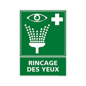 Panneau Rinçage des Yeux. Panneau Évacuation et Secours. Signalisation Sécurité. Autocollant Rinçage des Yeux, pvc, Alu - Plastique pvc 1,5 mm - 300