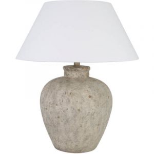 Grande lampe de table en imitation pierre lene - Blanc - Home Deluxe