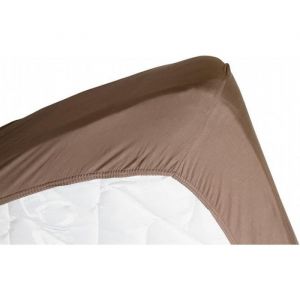Image de Linandelle Drap housse coton jersey extensible DOUCEUR - Marron - 110x190 cm