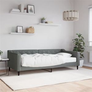 VidaXL Lit de Jour avec Matelas, Canapé-lit, Lit d'Invité, Meuble de Chambre à Coucher Salle de Séjour, Moderne, Gris Foncé 90x200 cm Tissu