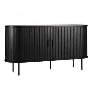 Oviala Buffet 2 portes en mélaminé et acier 140 cm noir
