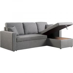 Habitat et Jardin Canapé D'angle Convertible/ Réversible Avec Coffre "Alain Ii" - 3 Places - Gris Clair