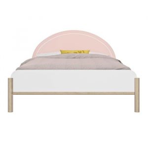 GAMI Lit 120cm x 200cm effet bois rose avec &eacute;clairage led int&eacute;gr&eacute;