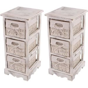 Image de 2x commodes /meubles d'ap / étagères,3 paniers,25x28x58cm, shabby, vintage, blanc