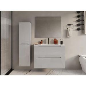 Colonne de salle de bain suspendue - Blanc - L30 x l30 x 120 cm - STEFANIE