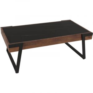 Image de Décoshop26 Table basse table de salon 43x120x64 cm pierre frittée aspect marbre bois noir marron foncé 040008447