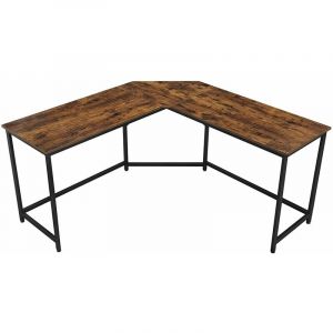 Image de Songmics VASAGLE Bureau d'angle, 149 x 149 x 75 cm, Style industriel, Structure en acier, Marron rustique LWD73X