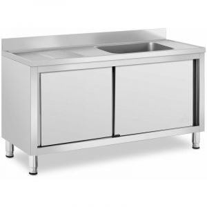 Royal Catering Plonge Inox Évier Sur Placard Dosseret 1 Bac 50x40x24 cm À Droite Restaurant