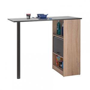M&S Table de bar avec rangements 130 cm chêne et noir