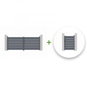 Casanoov - Pack portail battant vogel 350x140cm + Portillon vogel 100x140cm Gris