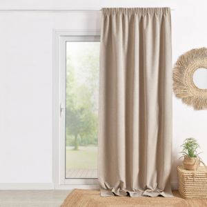 Home maison Rideau 100% occultant double face galon fronceur Naturel 240x260 cm