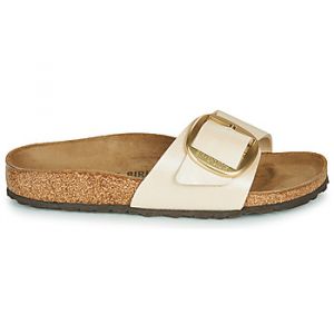 Birkenstock Mules Madrid BIG Buckle Birko-Flor Graceful Pearl White, Sandale Femme, 35 EU &Eacute;troit
