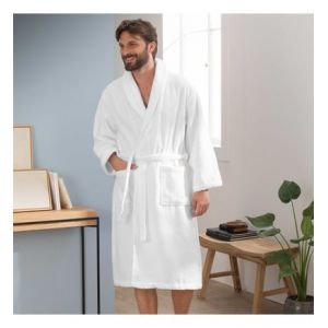 Blanc Cerise Peignoir col châle en coton BIO M Blanc