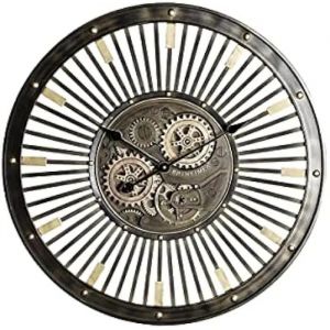 Dkd Home Decor - Horloge Murale Noir Doré Fer Vintage 65 x 6,7 x 65 cm