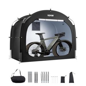 VEVOR Abri à Vélo pour 4-5 Vélos Tente de Rangement Spacieuse Étanche, Fenêtre Ventilée, Poteaux Fibre de Verre, Double Fermeture Éclair, Tissu Oxford, Porte Simple, Facile à Installer, pour Extérieur