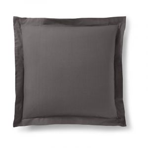 Coton Pur - Taie d'oreiller Volant plat 100% coton ardoise