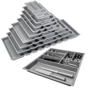 ORGA-BOX 3 Range-couverts Profondeur : 473 x Largeur : 491 mm gris argenté avec structure Canvas pour tiroirs de 60 cm
