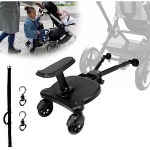 Image de Hello Hippo Planche Pour Poussette Universelle, Avec Si&egrave;ge - Adaptateur Pour Poussette Double Pratique Et Compact - Planche &Agrave; Roulettes