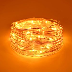 Guirlande Lumineuse Ambr&eacute;es, 5m 50 Led Guirlande Lumineuse Orange, Guirlande Led &Agrave; Pile Pour Halloween, D&eacute;coration De No&euml;l, D&eacute;coration De Chemin&eacute;e, D&eacute;coration De Maison