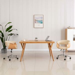 VidaXL Chaise Pivotante de Salle à Manger Bois Courbé et Similicuir Crème 1 pc