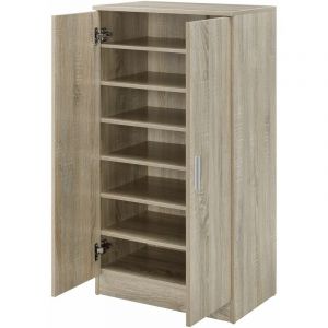 Meuble à chaussure rangement porte chaussures avec 2 portes et 7 surfaces de stockage 108 x 55 x 35 cm mdf effet c ne 0