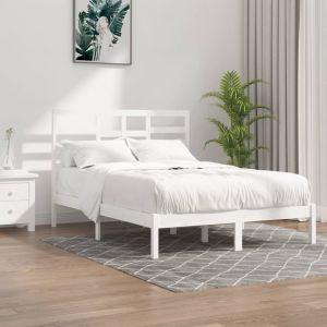 Image de VidaXL Cadre de Lit Adulte Double Cadre à Lattes sur Pied Sommier à Lattes Meuble de Chambre à Coucher Intérieur Blanc Bois de Pin Massif 140x190 cm