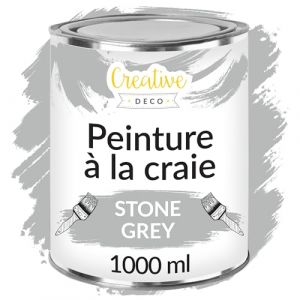 Peinture Grise Craie - 1L - Mat et Lavable - Parfait pour Rénovation de Meubles, Decoration et Découpage - Effet Vintage et Antique