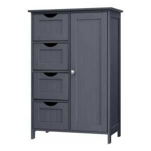 Calicosy Petite commode 4 tiroirs et 1 porte bleu foncé - L55 cm - Bleu