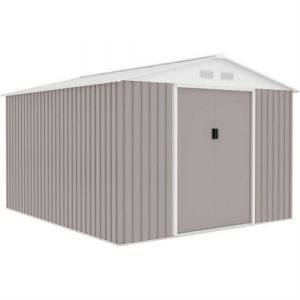 Abri de jardin en métal 8 84 m² 277 319 202 cm Kit d ancrage inclus Taupe Gris