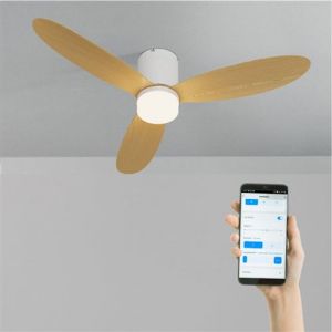 Ventilateur de plafond WIND LITE silencieux 40W &Oslash;132 cm adapt&eacute; pour l'int&eacute;rieur et l'ext&eacute;rieur