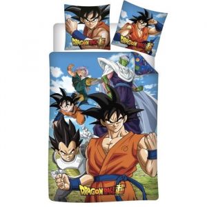 Dragon Ball Z - Parure de Lit Enfant Coton Manga Housse de couette 140x200 cm une Taie d’oreiller 65x65 cm