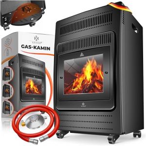 KESSER Chauffe-gaz Poêle à gaz Chauffage radiant 3 4 kW Cheminée à gaz incl. détendeur de gaz & tuyau à gaz 2 allures de chauffage Infrarouge 3400W