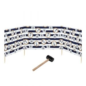 Garronda Paravent 4m Plage Coupe-Vent Camping Brise-Vent avec Marteau en Caoutchouc GAEX001 (Ancres-65, 4 m)