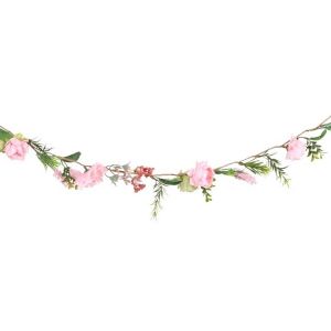 Ruedelafete Guirlande de Fleurs et branches artificielles 120cm, Rose/Vert