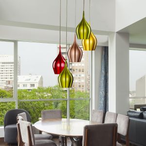 Searchlight Suspension 5 ampoules Vibrant en aluminium