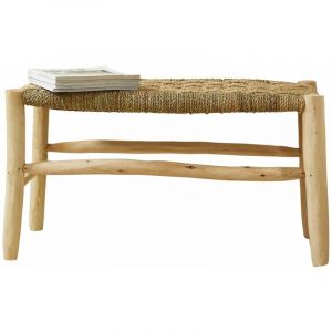 Homemaison Banc marocain tressage damier bois naturel 80 x 35 x 35 cm