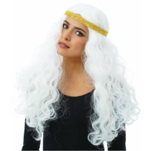 Ruedelafete Perruque Cheveux d'ange blancs avec bandeau