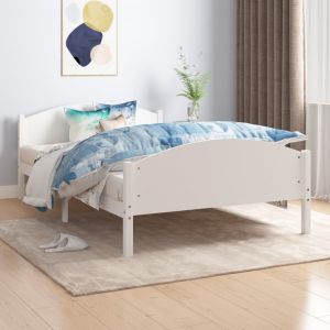 VidaXL Cadre de lit Boisde pinmassif 160x200 cm Blanc - Blanc