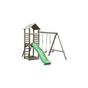 Image de Wonders Portique en Bois - 2 agr&egrave;s + Toboggan - LOLEK