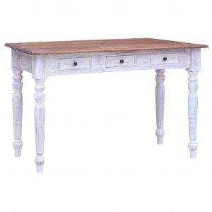 VidaXL Bureau et tiroirs Blanc 117x57x75cm Bois de récupération massif