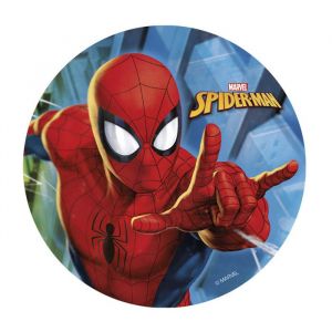 Dekora Disque comestible Spider-Man &Oslash; 20 cm | D&eacute;coration g&acirc;teau anniversaire enfant | Papier comestible | Licence officielle Marvel | Sans sucre ajout&eacute;, sans gluten | Facile &agrave; poser
