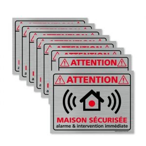 Signaletique.biz France - Autocollants Maison Sécurisée & Intervention Immédiate, Lot de 8 autocollants dissuasifs. Adhésifs pour sécuriser sa maison