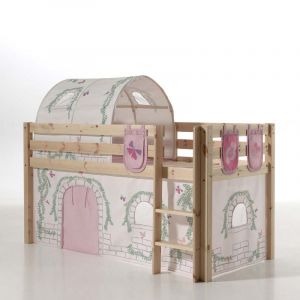 Vipack Furniture Lit Mi-Hauteur 90x200 Sommier Inclus et Housse Birdy Pino - Bois