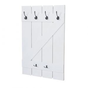 Mendler Garde robe murale HWC D13, étagère de suspension, planc vestiaire, 6 croc ts 91x60cm ~ laqué blanc