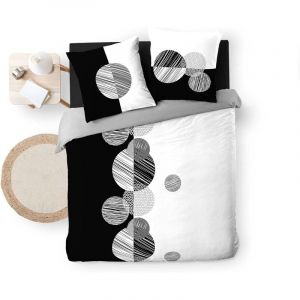 Parure de couette imprim&eacute;e 220 x 240 cm + 2 taies 100% coton 57 fils Stormi