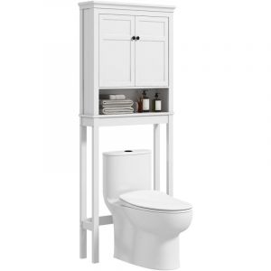 Homcom Meuble wc meuble dessus toilettes style classique chic 2 portes étagère niche blanc