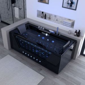 Distribain Baignoire balnéo Palamos Black 32 jets Whirlpool