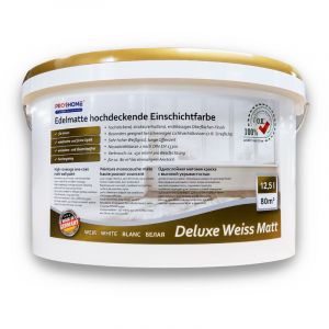 Image de E-delux Peinture mur et plafond PROFHOME peinture monocouche pour intérieurs blanche mate 12,5 L rend. max. 80 m2