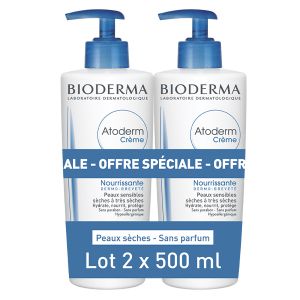 Image de Bioderma Atoderm Cr&egrave;me Nourrissante Peaux Sensibles Lot de 2 x 500ml